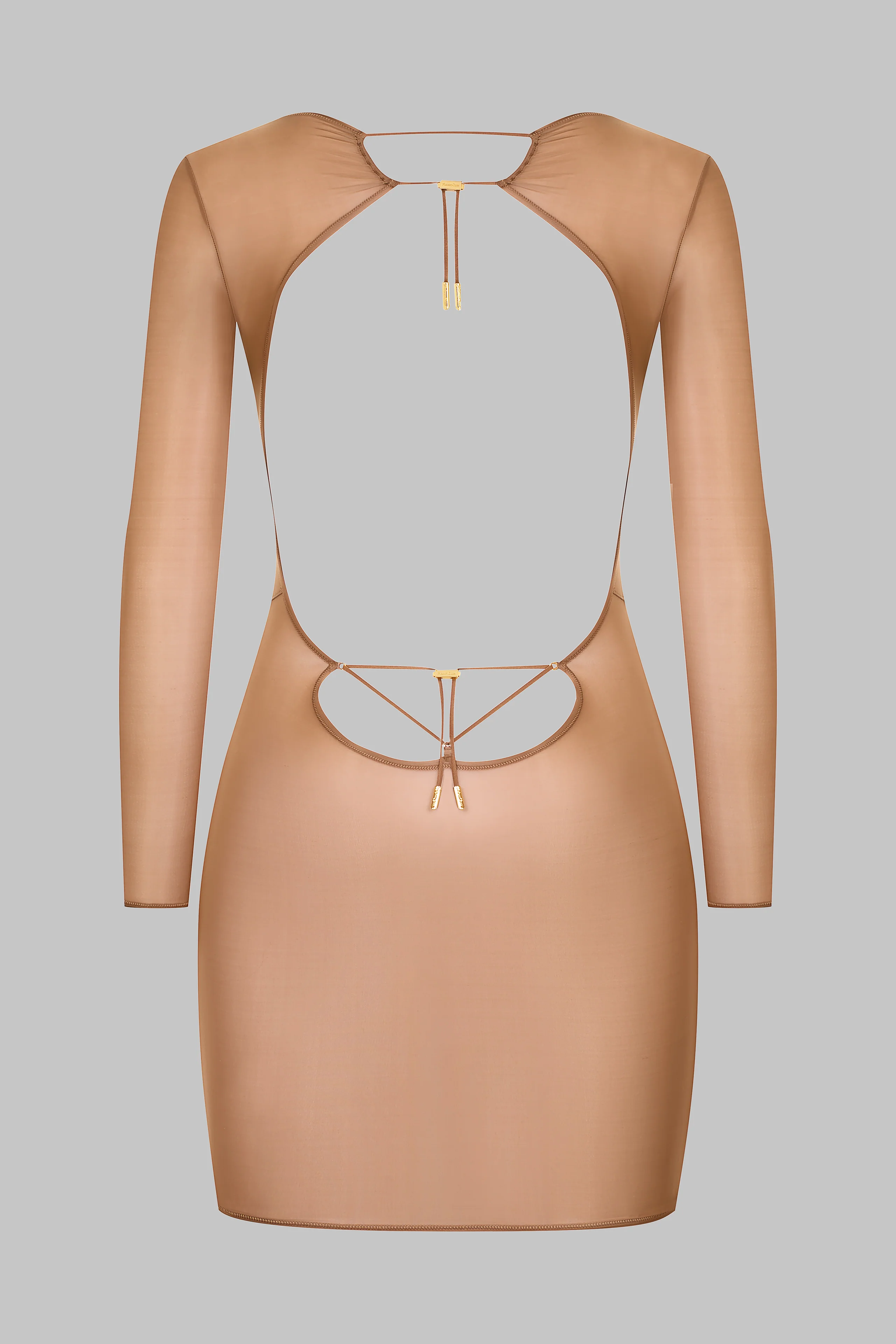 Kurzes Kleid mit offenem Rücken und langen Ärmeln - French Kiss Light - Image 3