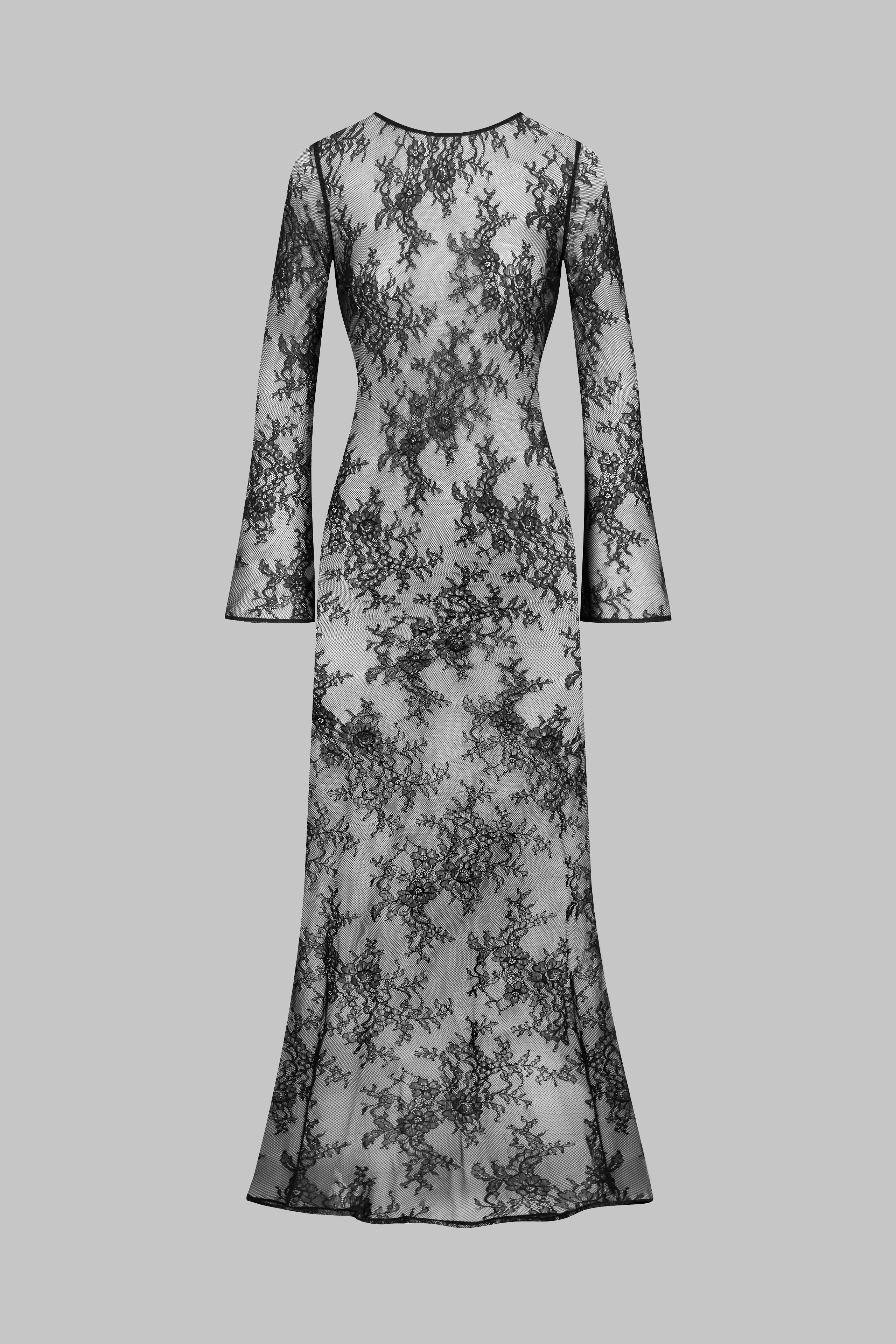 030 Langes Spitzenkleid mit offenem Rücken - Le Vestiaire - Image 2