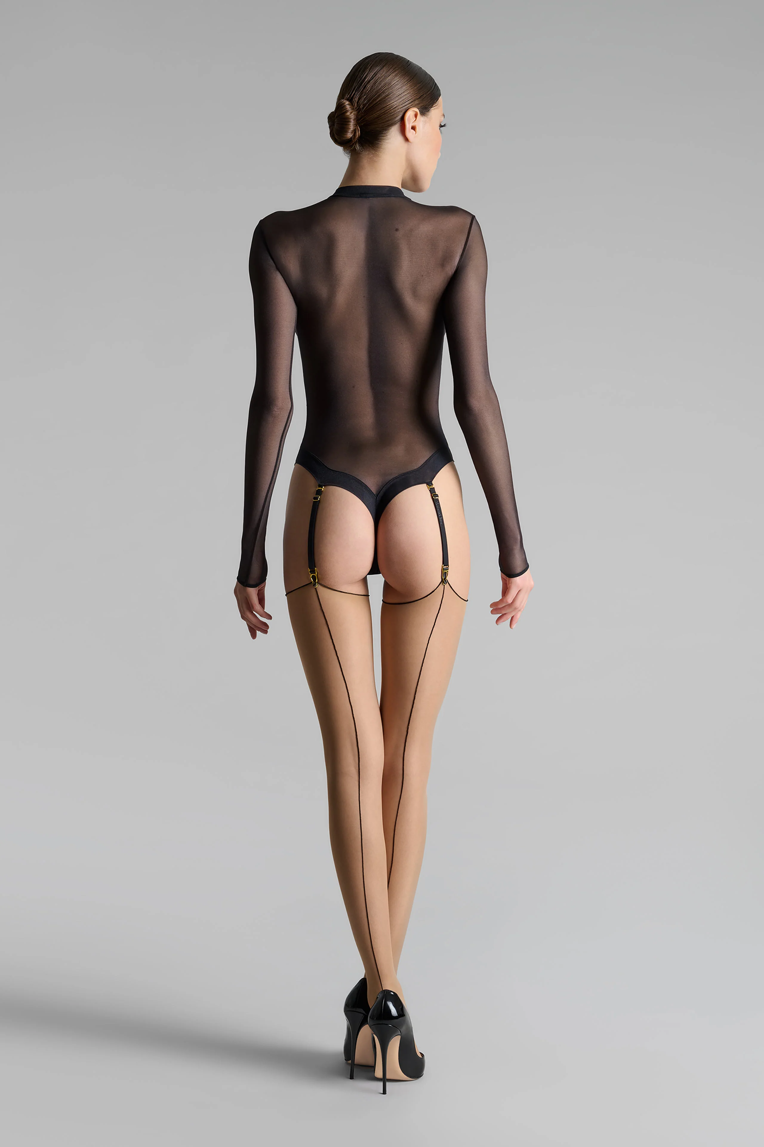 Halterlose strümpfe mit naht und eingerolltem saum 20D - Legwear - Image 5